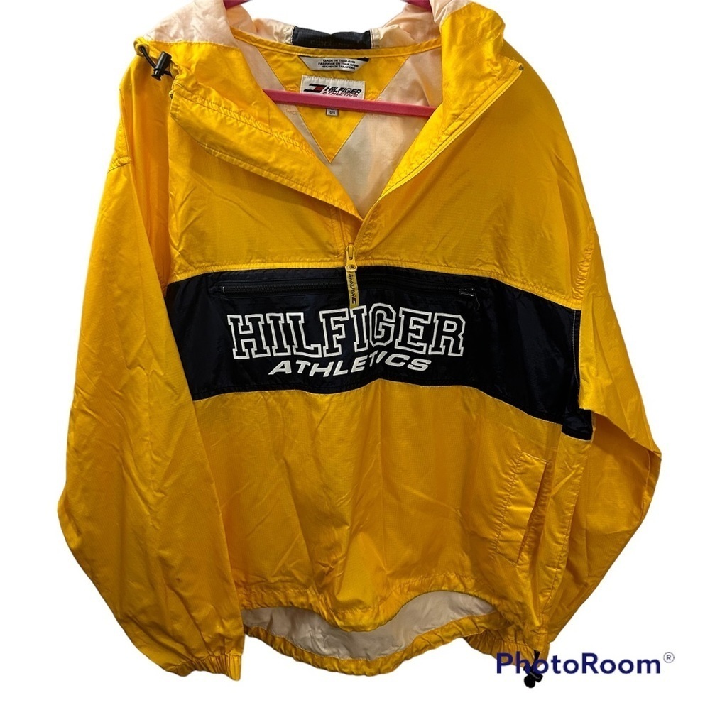 Vintage Tommy Hilfiger Athletics size L Yellow 1/4 Zip Windbreaker Jacket